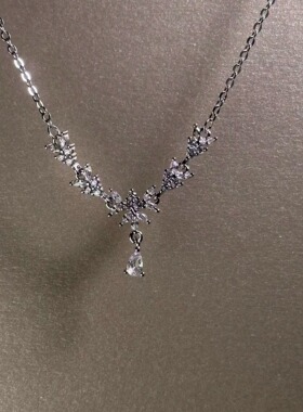 【闪烁星河】优雅碎钻满钻水滴轻奢项链女简约冷淡风锁骨链颈链