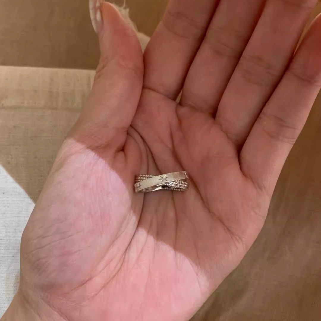 【水星记】小双环复古拉丝星芒戒指女小众设计感高级轻奢食指戒,淘宝优惠券,粉丝福利购,淘宝优惠卷