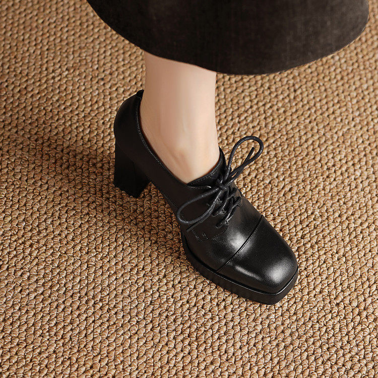 2026英伦风小皮鞋真皮软底不累脚高跟鞋粗跟深口单鞋女系带,淘宝优惠券,粉丝福利购,淘宝优惠卷