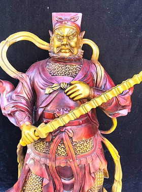 纯铜骑虎武财神赵公明神像摆件