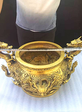 铜香炉纯铜家用室内寺院九龙香炉