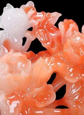 平安富贵红花冰玉花瓶摆件中式家居客厅乔迁礼品酒柜电视柜装饰品