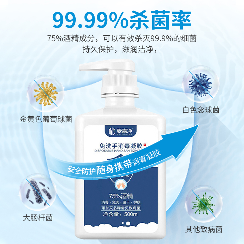 免洗洗手液75%度酒精杀菌消毒凝胶免洗手消毒液家用儿童疫情专用 - 图1