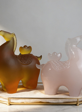 马年摆件家居摆件马上有钱透明树脂工艺品轻奢用品小众创意装饰品