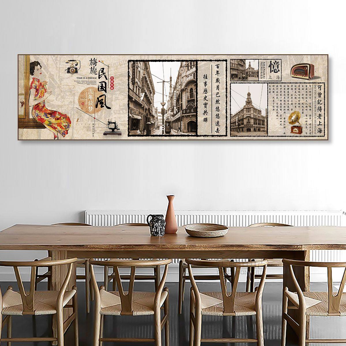 老上海装饰画民国风黑白照片怀旧复古建筑风景画饭店挂画外滩壁画