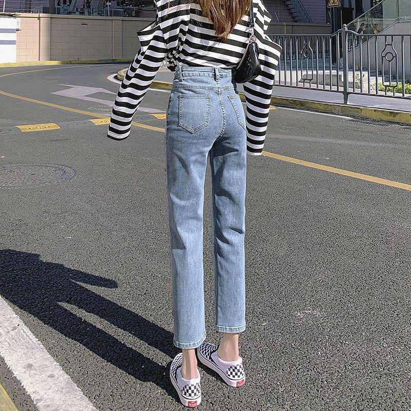 百搭直筒春季2022新款高腰牛仔裤 萱米牛仔裤
