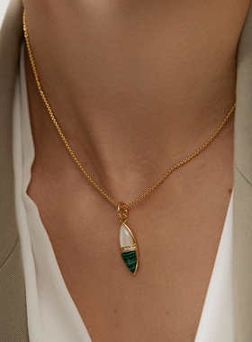 Missure拼接母贝宝石镀金耳钉