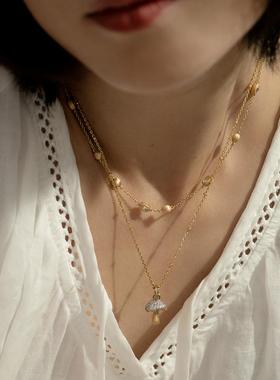 原创设计蘑菇项链女小众锁骨链