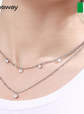 brosway欧美钛钢水晶项链女