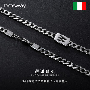 broswayINK系列欧美字母军牌钛钢项链男轻奢设计古巴项链生日礼物