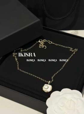 26C黑白色方圆珐琅项链锁骨链