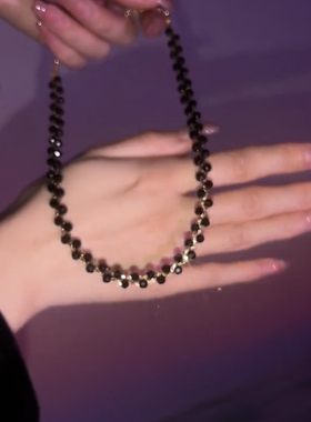 轻奢高级感黑水晶颈链锁骨项链