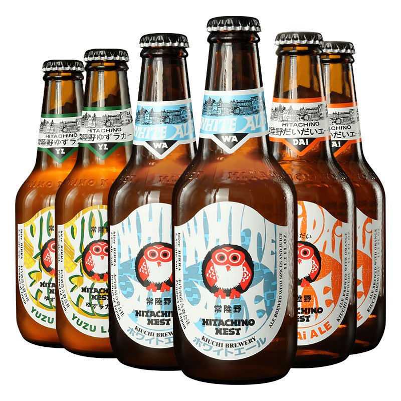 日本进口常陆野猫头鹰白啤酒/咖啡世涛/IPA/西柚拉格啤酒330ml*6 - 图0