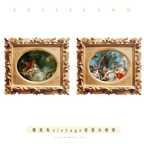 原创 中古风格人物法式洛可可流苏装饰画客厅照片墙背景墙 挂画 - 图2