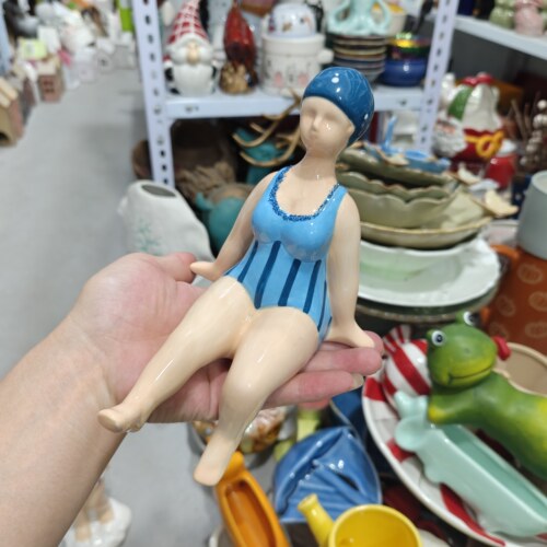 非偏远地区凑满19包邮部分瑕/陶瓷泳衣女孩摆件风釉磕补 - 图2