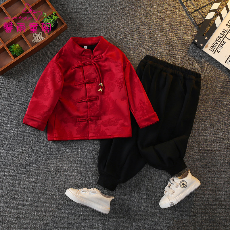 新中式拜年服男童汉服冬季国风套装儿童喜庆唐装男宝宝过新年衣服,淘宝优惠券,粉丝福利购,淘宝优惠卷