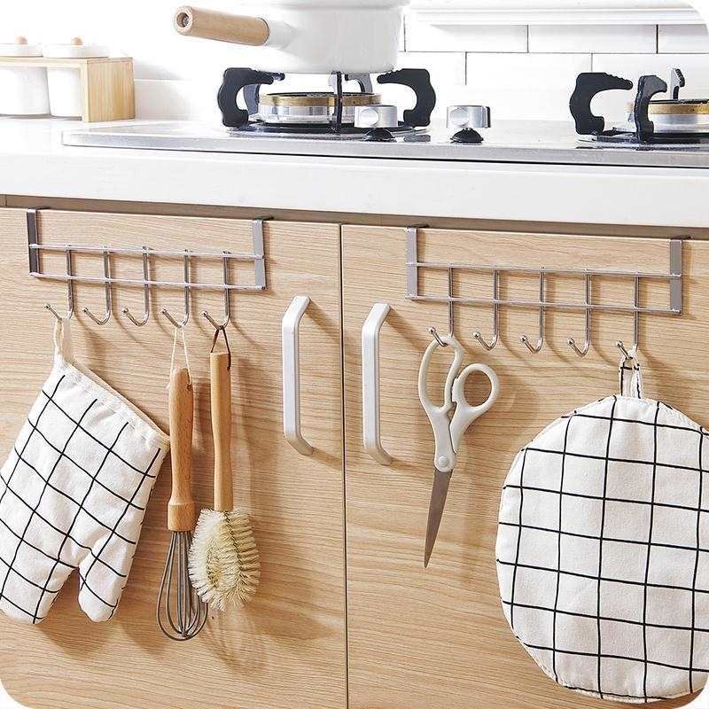 cabinet door towel rack nail-free bathroom kitchen single - 图0