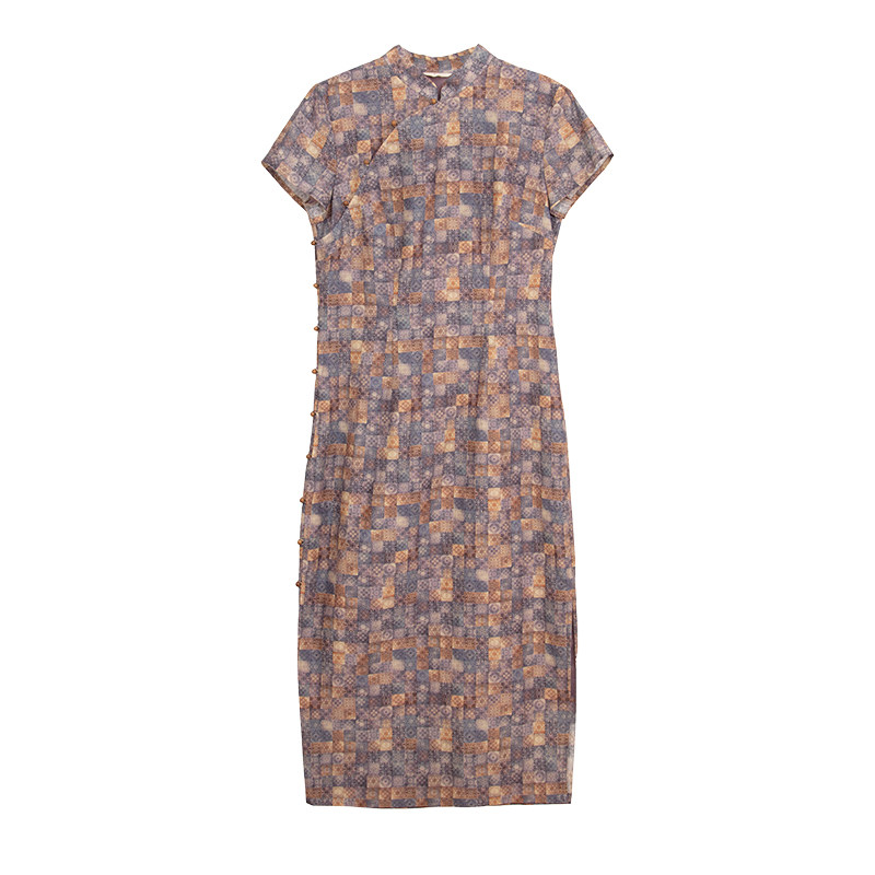 布符2023年夏季新款木扣传统旗袍 布符旗袍