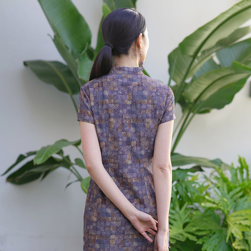 布符2023年夏季新款木扣传统旗袍 布符旗袍