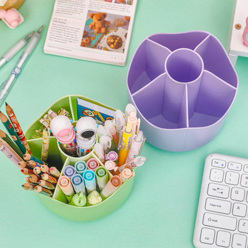 旋转笔筒大容量儿童女孩学生办公室书桌桌面整理桶文具放笔收纳盒