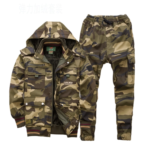 Утепленный хлопковый износостойкий комбинезон, эластичная камуфляжная униформа, увеличенная толщина