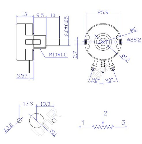 WTH118电位器 2W 可调电阻 滑动变阻器 1K 4K7 10K47K220K 470K1M - 图0