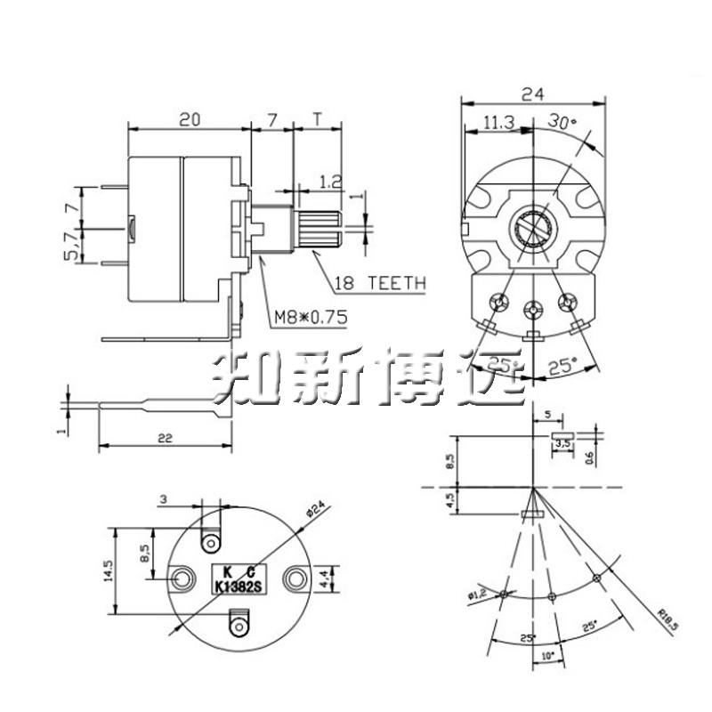 WH138带开关电位器 长脚B5K 10K 20K 50K 100K 250K 500K可调电阻 - 图0