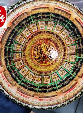 玉石原石天然阿富汗玉盘龙藻井平安扣和氏璧客厅装饰摆件