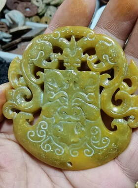 玉石原石仿古玉老玉岫玉雕W双面