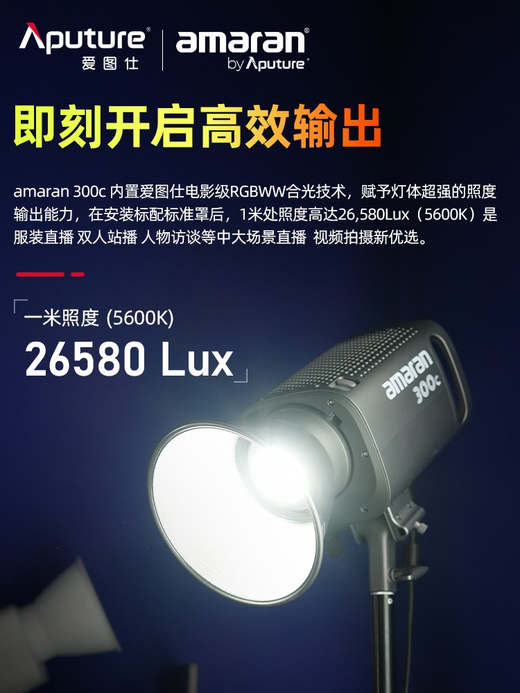 Aputure/爱图仕 艾蒙拉 300C/150C 全彩补光灯直播摄影灯 rgb氛围视频300W打光灯led美颜拍照专业影棚影视灯 - 图1