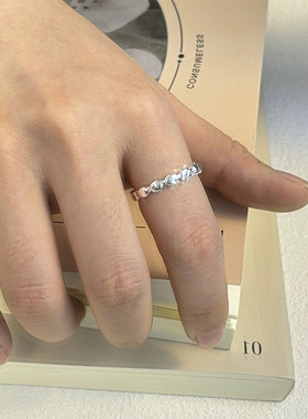 通体S999足银椭圆光圈戒指女ins简约时尚通勤指环小众设计感轻奢