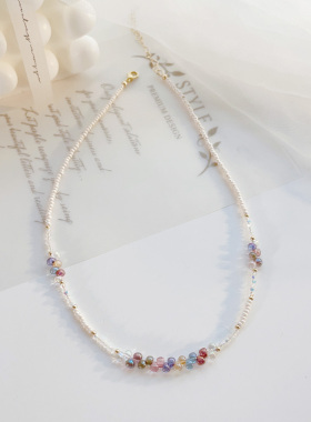 原创设计彩色串珠项链锁骨链