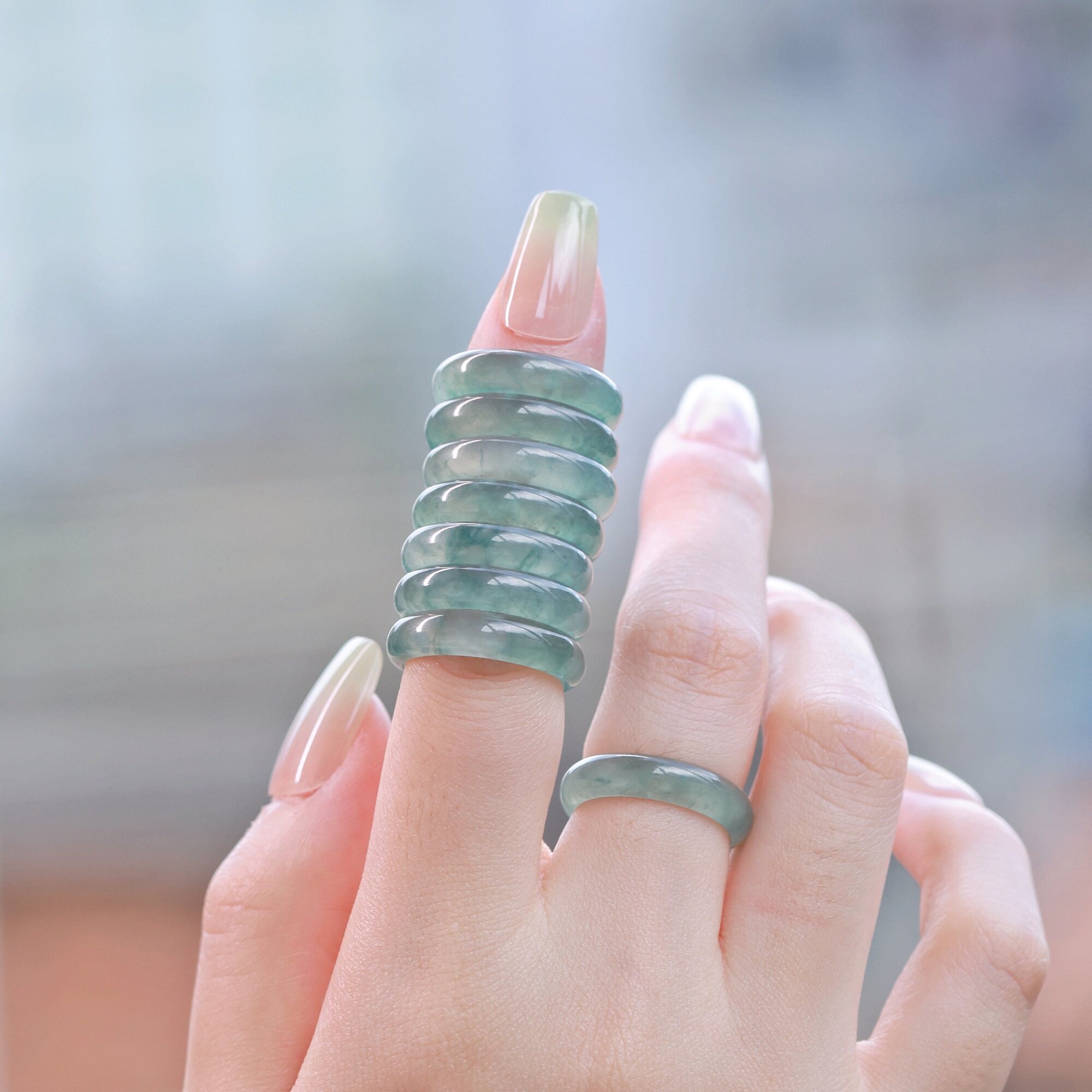 Fanxing natural A-grade high-ice jade ring fashionable KBR0610001