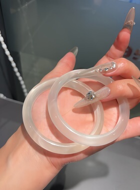 新中式白月光乳白色手镯猫眼玉镯