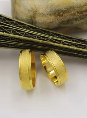 金店同款磨砂钛钢沙金戒指