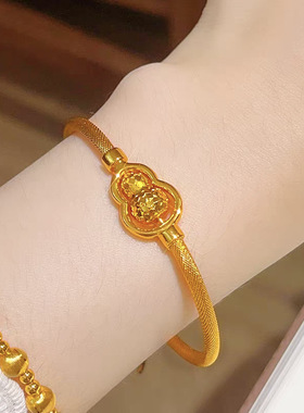 金店同款新中式镭射车花葫芦手镯