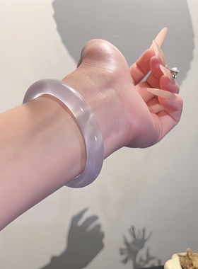 白月光紫罗兰手镯女冰种玉髓镯子