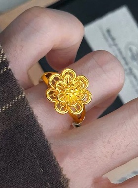 金店同款沙金戒指女士轻奢小众