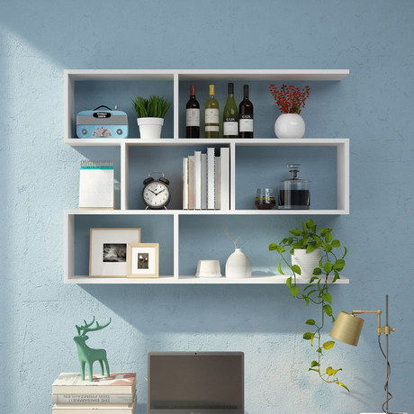 Solid Wood Wall Bookshelf Shelf Creative Lattice Wall Hanging Restaurant Wine Rack Storage Rack Bedroom Wall