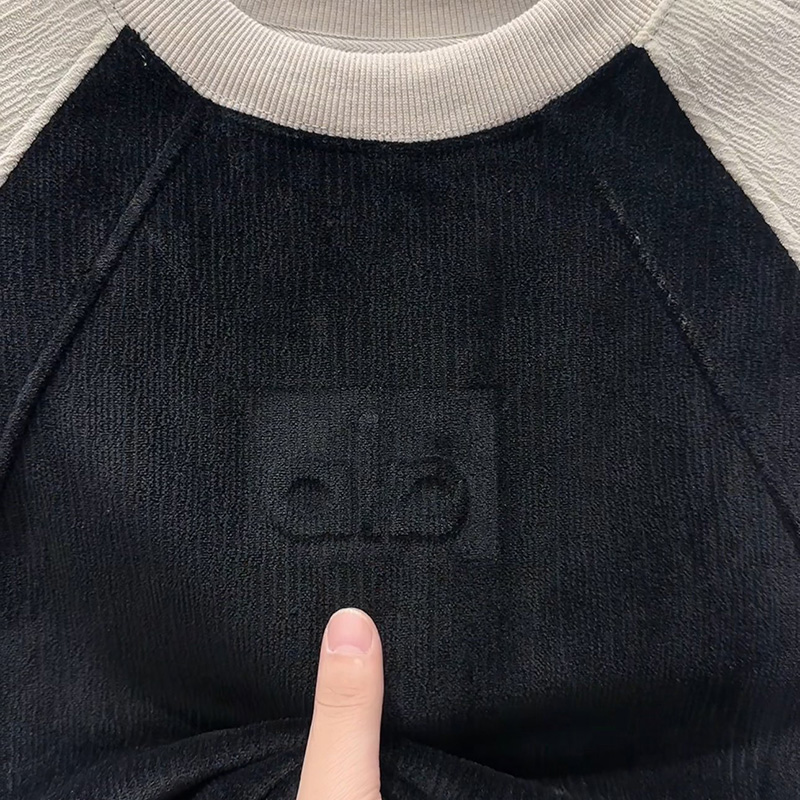 痞帅男士潮流百搭休闲拼色简约圆领卫衣秋冬加绒时尚字母钢印上衣 - 图3