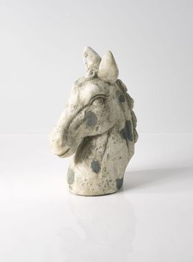 新中式酒店会所休息区做旧马头创意摆件桌面玄关客厅装饰品样板间