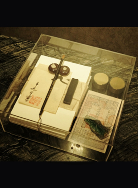 新中式售楼处样板房间书房书桌氛围布置防尘罩亚克力罩展示盒摆件