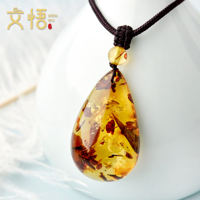 天然蜜蜡花泊吊坠时光原矿毛衣链 文悟项坠/吊坠