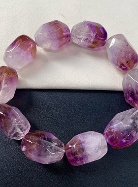 天然极光23水晶刻面随形手链紫色