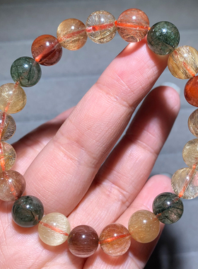 天然顺发彩发晶单圈手链