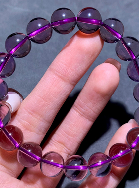 天然冰透紫水晶手链时尚饰品女生