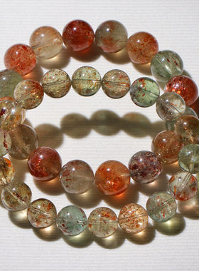 天然双色阿鲁沙共生太阳石手串女