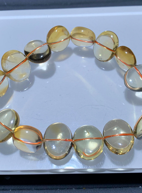 天然黄水晶透体蛋面随形单圈手链