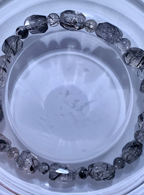 天然黑发晶随形水晶手串饰品男女
