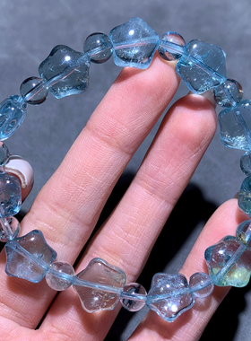 天然冰透托帕石星星随形手链饰品